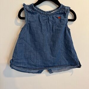 Chambray Ruffle Tank Top – Size 90 cm (3T)